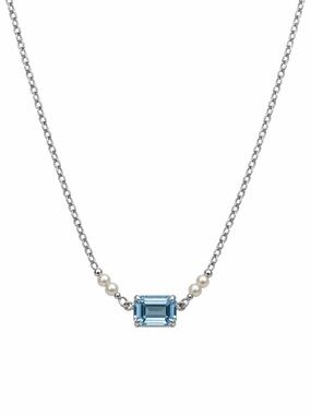 Avon Necklace Vintage Silver Tone Pendent w Blue Rectangle Crystal Necklace